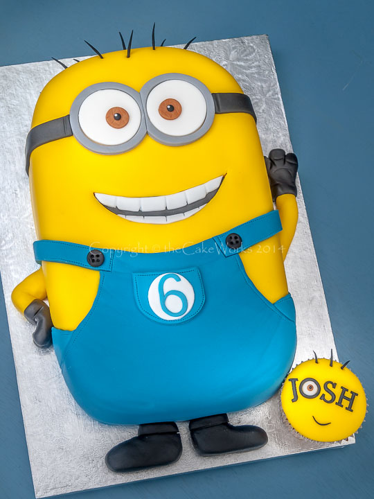 6th birthday - Minion birthday cake and a special minion cupcake for Josh