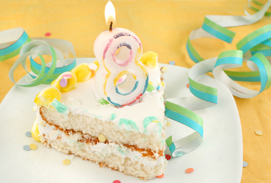 Slice Of Eighth Birthday Cake